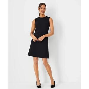 Ann Taylor The Petite Belted A-Line Dress In Double Knit - 14 Petite